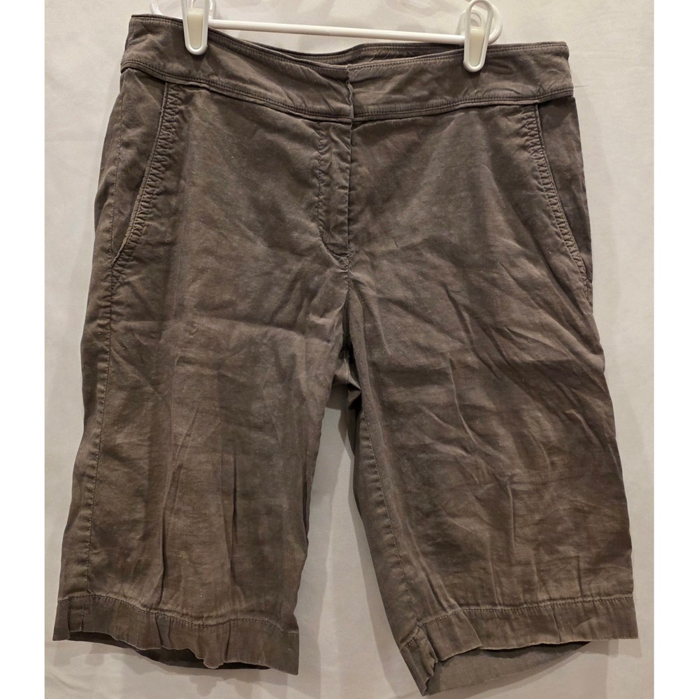 Eileen Fisher Womens Brown Linen Blend Bermuda Shorts Size 6 Italian Fabric